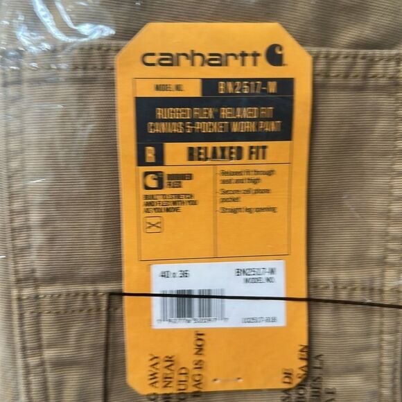 Carhartt Men Rugged‎ Flex Relaxed Fit Canvas Work Pant hickory 40X36 Nwt - Picture 5 of 6